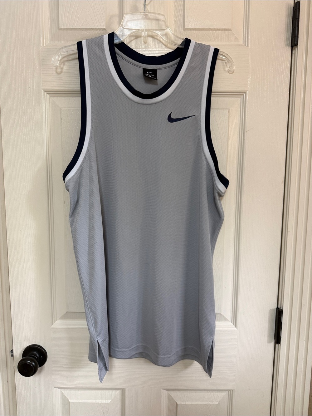 Nike Men’s Light Gray tank top with Navy Trim